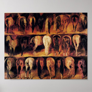 Horses' Hindquarters,brown Poster