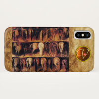 Horses' Hindquarters, Orange Agate Gem Monogram