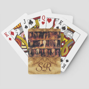 Horses' Hindquarters, Parchment Monogram Playing Cards