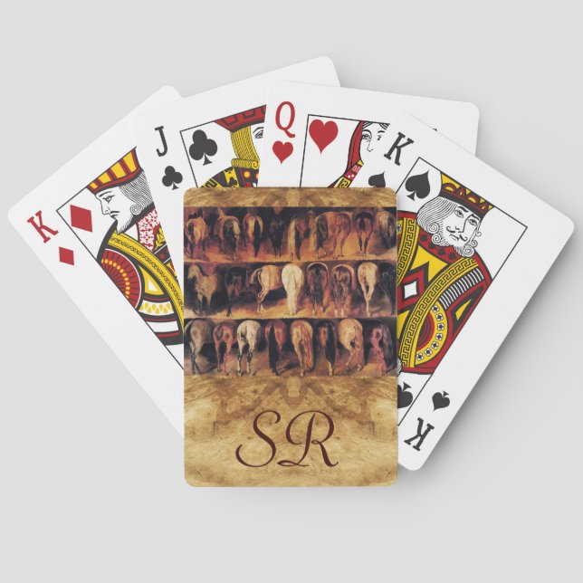 Horses' Hindquarters, Parchment Monogram Playing Cards (Back)