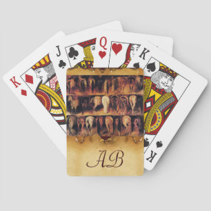 Horses' Hindquarters, Parchment Monogram Playing Cards