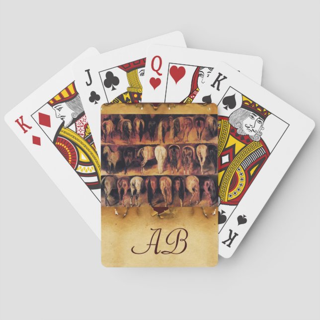 Horses' Hindquarters, Parchment Monogram Playing Cards (Back)