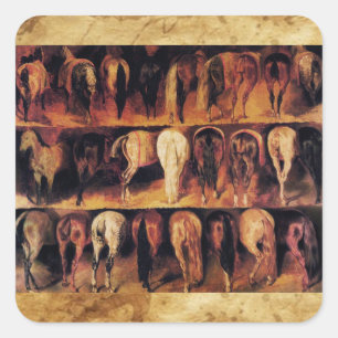 Horses' Hindquarters, Parchment Square Sticker