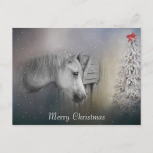 Horses: Horse Lovers Snowy Winter Christmas Holiday Postcard