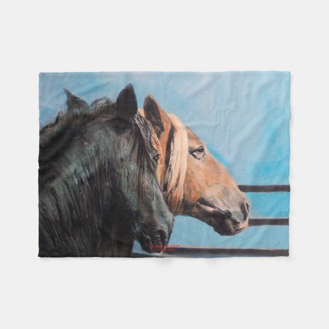 Horses/Horses/Horses Fleece Blanket (Front (Horizontal))