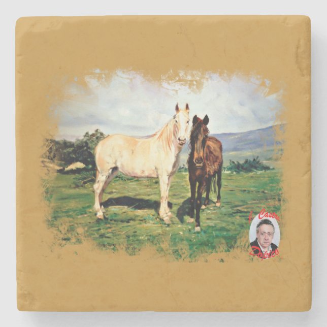 Horses/Horses/Horses Stone Coaster (Front)