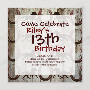 Horses Horseshoes on Barn Wood Cowboy Gifts Invitation
