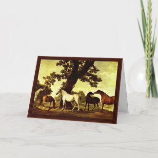 Horses In A Landscape By Stubbs George Card