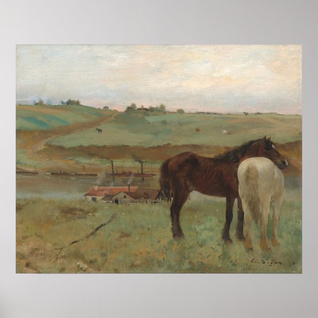 Horses in a Meadow - Edgar Degas Fine Art Poster (Front)