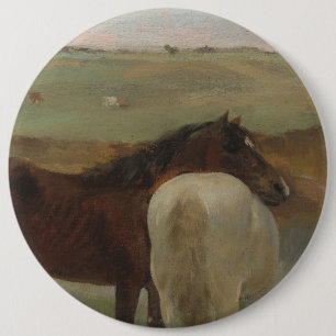 Horses in a Meadow, Oil Painting, Edgar Degas 6 Cm Round Badge