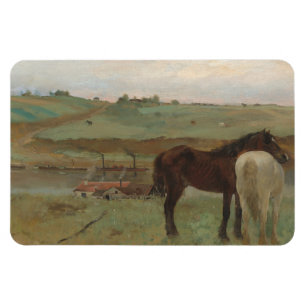 Horses in a Meadow, Oil Painting, Edgar Degas Magnet