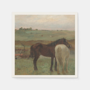 Horses in a Meadow, Oil Painting, Edgar Degas Napkin