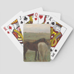 Horses in a Meadow, Oil Painting, Edgar Degas Playing Cards