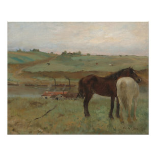Horses in a Meadow, Oil Painting, Edgar Degas Poster