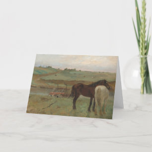 Horses in a Meadow, Oil Painting, Edgar Degas Thank You Card