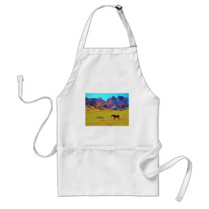 Horses in a Rainbow Coloured Field Standard Apron