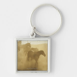 Horses in corral key ring
