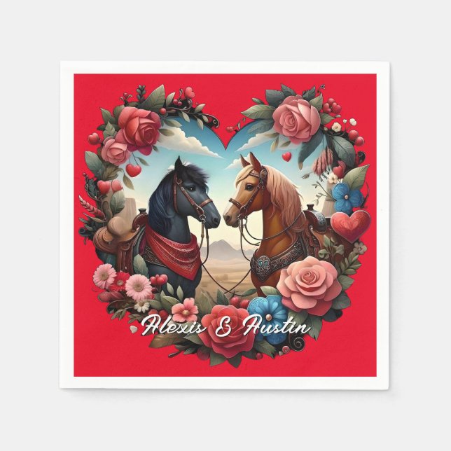 Horses in Heart Napkin (Front)