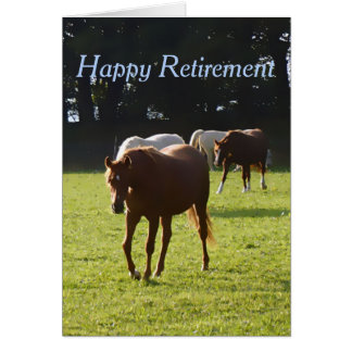 Horses in paddock Retirement card