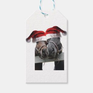 Horses in Santa Claus Hats Gift Tags
