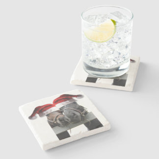 Horses in Santa Claus Hats Stone Coaster