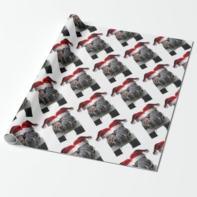 Horses in Santa Claus Hats Wrapping Paper (Unrolled)