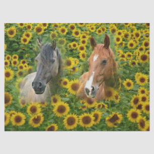 Horses in Sunflower Field Tissue Paper