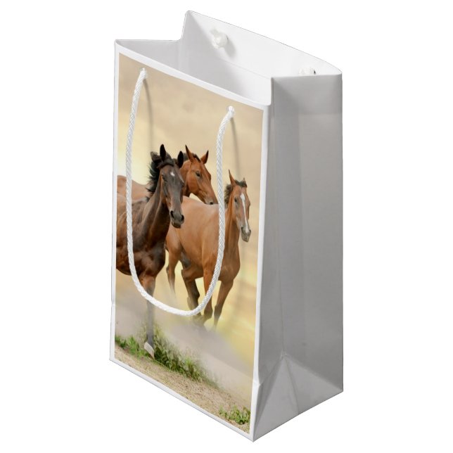 Horses In Sunset Small Gift Bag (Front Angled)