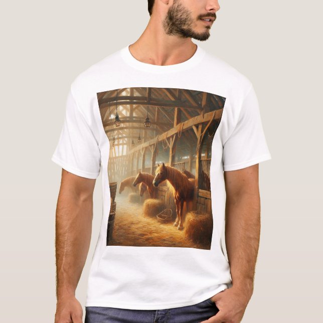 Horses in the barn T-Shirt (Front)