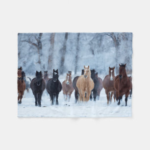 Horses in the Cold Fleece Blanket