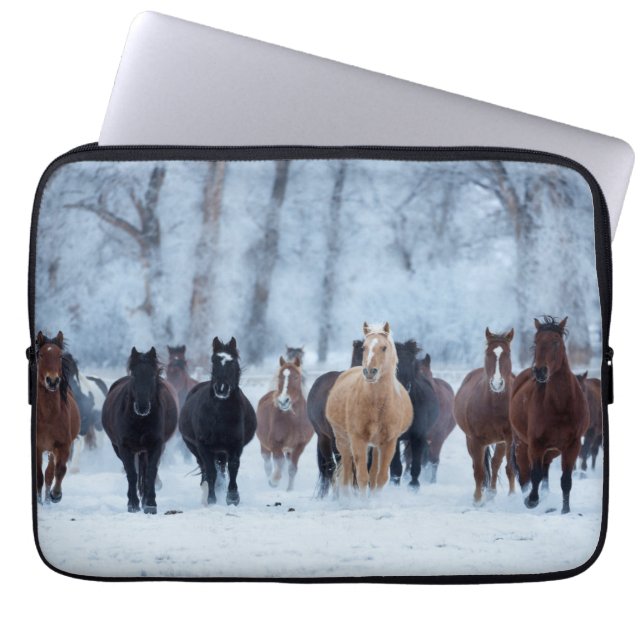 Horses in the Cold Laptop Sleeve (Front)