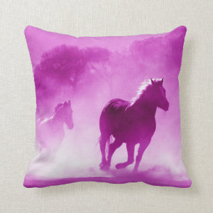 Horses in the Dust Pink Cushion
