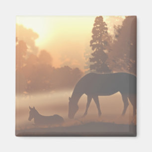 Horses in the Morning Fog Magnet