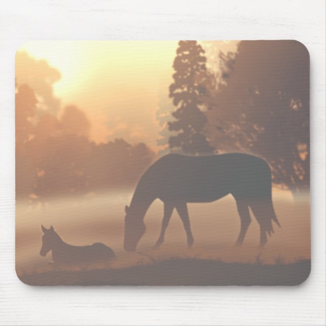 Horses in the Morning Mist Mouse Mat (Front)