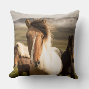 Horses in the Mountains Beautiful and Majestic Cushion