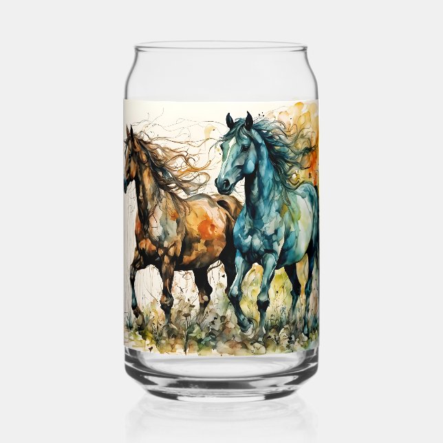 Horses in the Pasture Can Glass (Back)