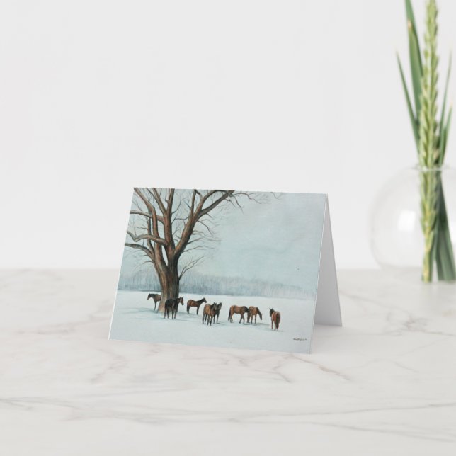 Horses in the Snow Art Notecard (Front)