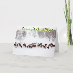 Horses in the snow Christmas card