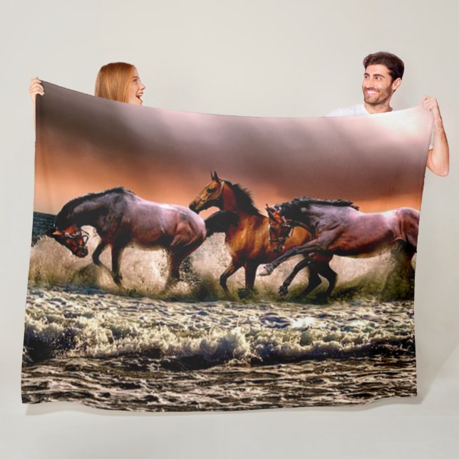HORSES in the SURF Fleece Blanket (In Situ)