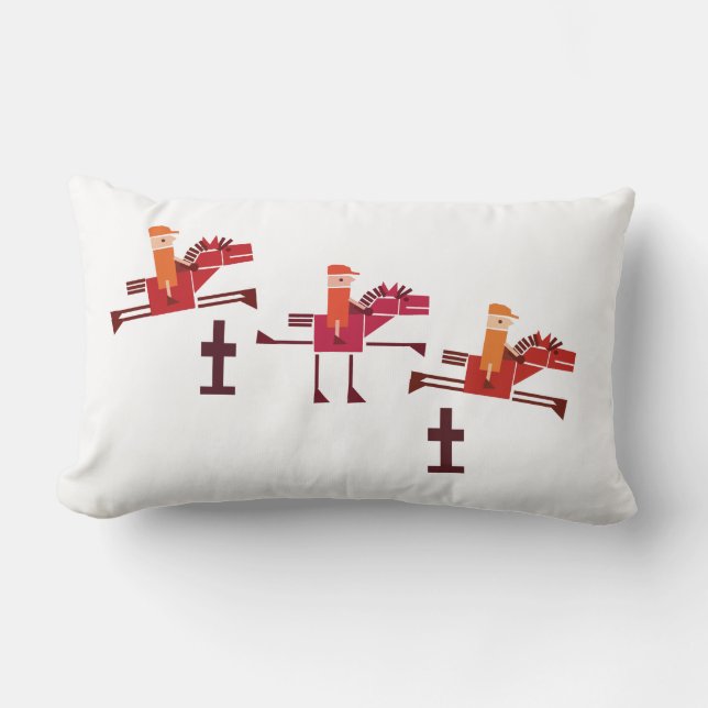 Horses jumping lumbar cushion (Front)