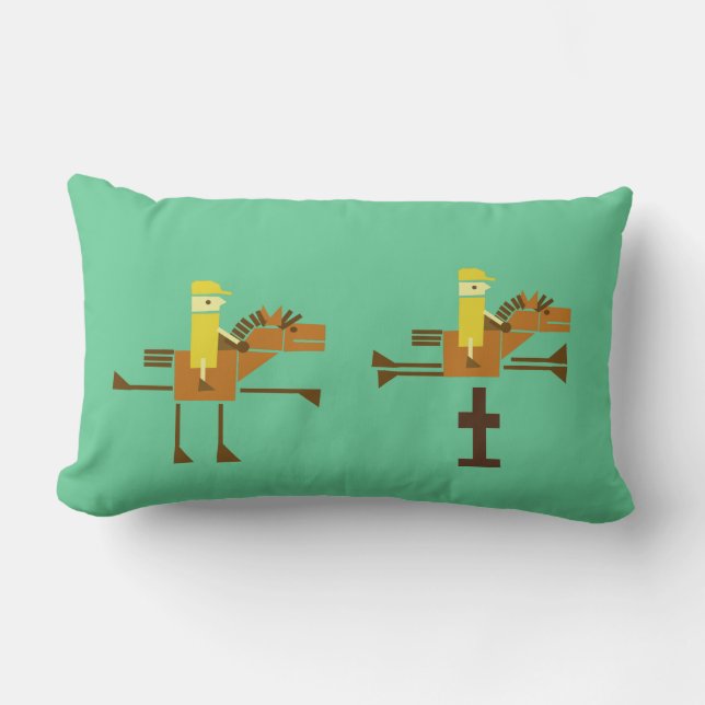 Horses jumping lumbar cushion (Front)