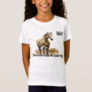 "Horses Keep Me Stable" Customisable Girl's T-Shirt