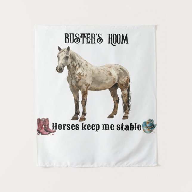 "Horses Keep Me Stable" Customisable  Tapestry (Front)