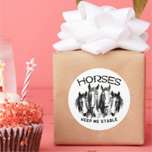 Horses Keep Me Stable - Horses Animal Enthusiasts Classic Round Sticker