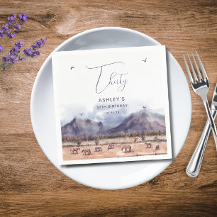 Horses Landscape Milestone Birthday Paper Napkin