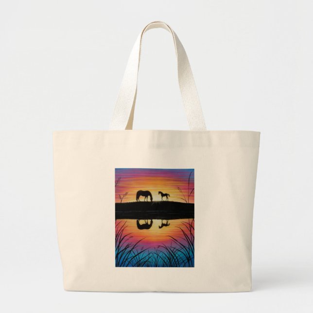 horses large tote bag (Front)