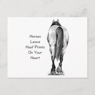 Horses Leave Hoofprints On Your Heart: Pencil Art Postcard
