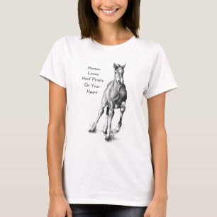 Horses Leave Hoofprints On Your Heart: Pencil Art T-Shirt