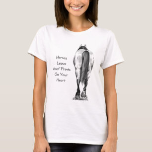 Horses Leave Hoofprints On Your Heart: Pencil Art T-Shirt