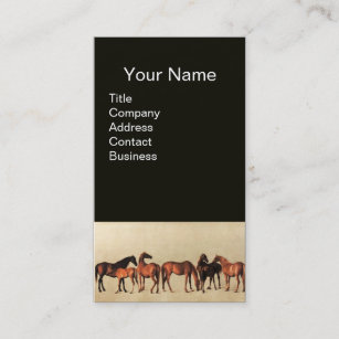 HORSES /MARES AND FOALS Black Business Card